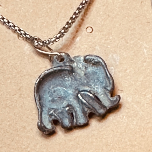 Pewter Elephant Pendant on Silver Tone Chain w/Gold Tone Elephant Lapel Pin Free - Picture 8 of 12
